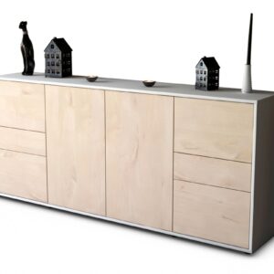 Sideboard Gemma | Korpus Weiß | Front in Zeder Holz Optik | 180x79x35cm (BxHxT)