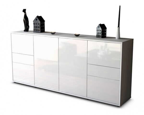 Sideboard Gemma | Korpus Weiß | Front in Hochglanz Weiß | 180x79x35cm (BxHxT)