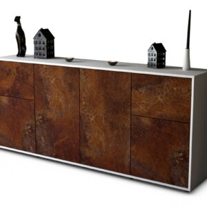 Sideboard Georgina | Korpus Weiß | Front in Rost Optik | 180x79x35cm (BxHxT)