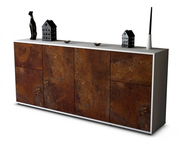 Sideboard Georgina | Korpus Weiß | Front in Rost Optik | 180x79x35cm (BxHxT)