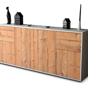 Sideboard Georgina | Korpus Weiß | Front in Pinie Holz Optik | 180x79x35cm (BxHxT)