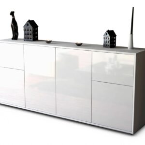Sideboard Georgina | Korpus Weiß | Front in Hochglanz Weiß | 180x79x35cm (BxHxT)