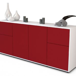 Sideboard Georgina | Korpus Weiß | Front in Bordeaux | 180x79x35cm (BxHxT)