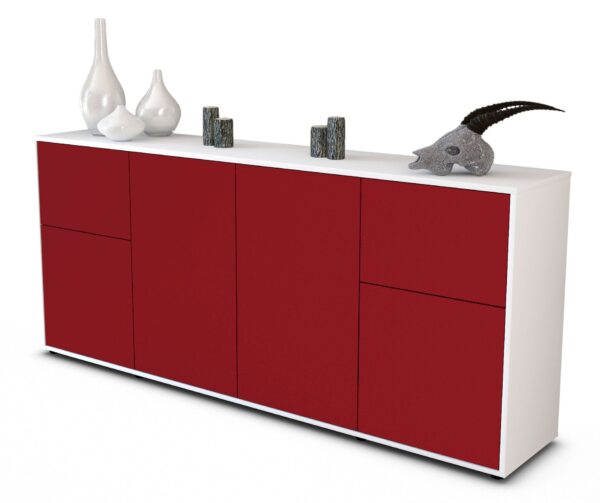 Sideboard Georgina | Korpus Weiß | Front in Bordeaux | 180x79x35cm (BxHxT)