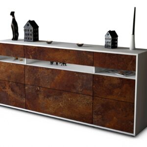 Sideboard Giada | Korpus Weiß | Front in Rost Optik | 180x79x35cm (BxHxT)
