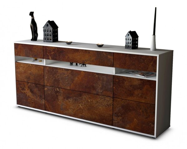 Sideboard Giada | Korpus Weiß | Front in Rost Optik | 180x79x35cm (BxHxT)