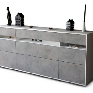 Sideboard Giada | Korpus Weiß | Front in Beton Optik | 180x79x35cm (BxHxT)