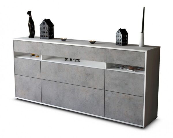 Sideboard Giada | Korpus Weiß | Front in Beton Optik | 180x79x35cm (BxHxT)