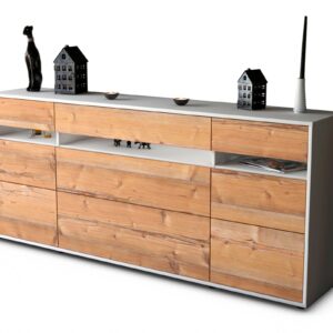 Sideboard Giada | Korpus Weiß | Front in Pinie Holz Optik | 180x79x35cm (BxHxT)