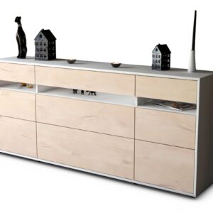 Sideboard Giada | Korpus Weiß | Front in Zeder Holz Optik | 180x79x35cm (BxHxT)