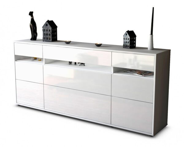 Sideboard Giada | Korpus Weiß | Front in Hochglanz Weiß | 180x79x35cm (BxHxT)