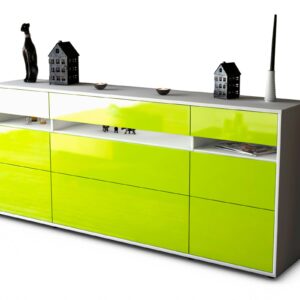 Sideboard Giada | Korpus Weiß | Front in Hochglanz Grün | 180x79x35cm (BxHxT)