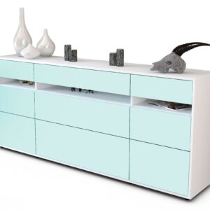 Sideboard Giada | Korpus Weiß | Front in Mint | 180x79x35cm (BxHxT)