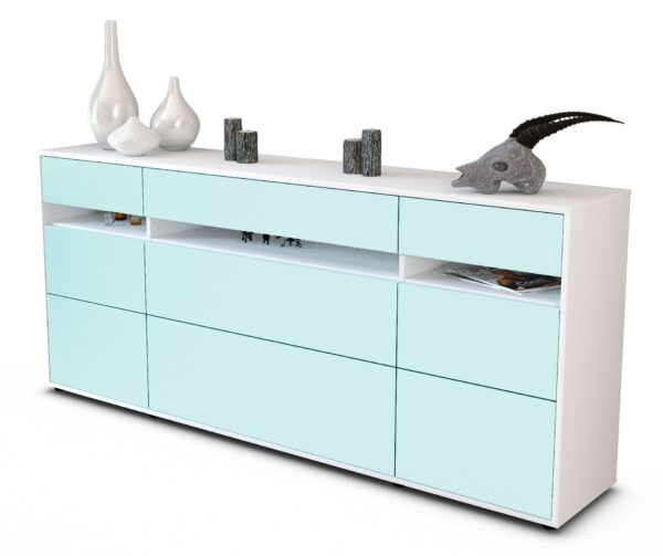 Sideboard Giada | Korpus Weiß | Front in Mint | 180x79x35cm (BxHxT)