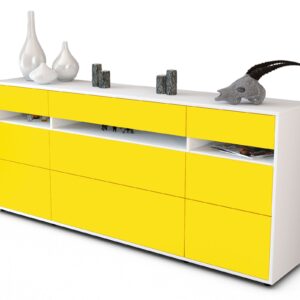 Sideboard Giada | Korpus Weiß | Front in Gelb | 180x79x35cm (BxHxT)