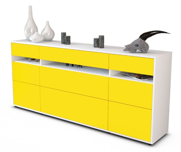Sideboard Giada | Korpus Weiß | Front in Gelb | 180x79x35cm (BxHxT)
