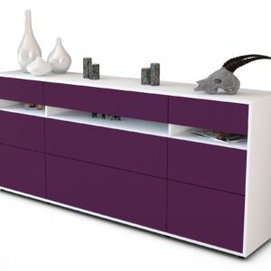 Sideboard Giada | Korpus Weiß | Front in Lila | 180x79x35cm (BxHxT)