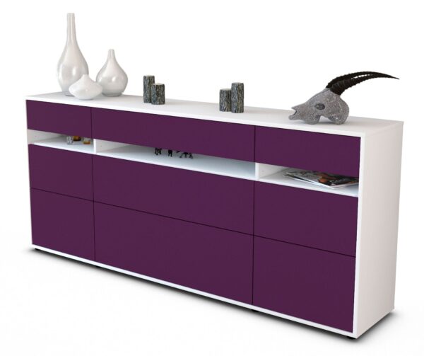 Sideboard Giada | Korpus Weiß | Front in Lila | 180x79x35cm (BxHxT)