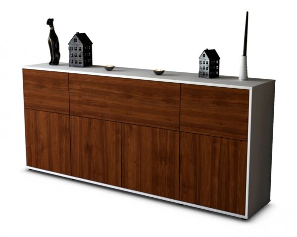 Sideboard Gianna | Korpus Weiß | Front in Walnuss Holz Optik | 180x79x35cm (BxHxT)