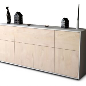 Sideboard Gianna | Korpus Weiß | Front in Zeder Holz Optik | 180x79x35cm (BxHxT)