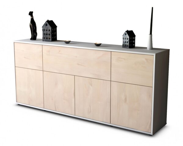 Sideboard Gianna | Korpus Weiß | Front in Zeder Holz Optik | 180x79x35cm (BxHxT)
