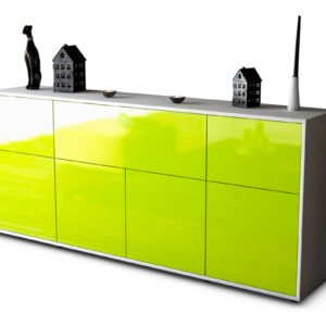 Sideboard Gianna | Korpus Weiß | Front in Hochglanz Grün | 180x79x35cm (BxHxT)