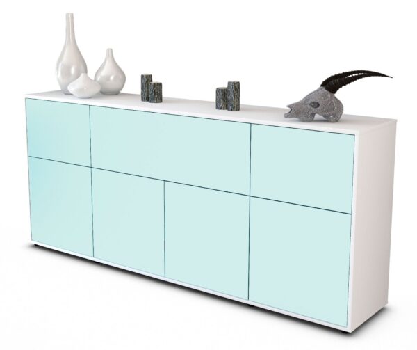 Sideboard Gianna | Korpus Weiß | Front in Mint | 180x79x35cm (BxHxT)