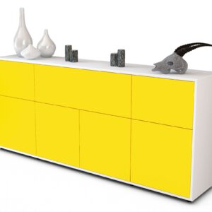Sideboard Gianna | Korpus Weiß | Front in Gelb | 180x79x35cm (BxHxT)