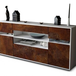 Sideboard Gina | Korpus Weiß | Front in Rost Optik | 180x79x35cm (BxHxT)
