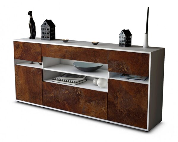 Sideboard Gina | Korpus Weiß | Front in Rost Optik | 180x79x35cm (BxHxT)