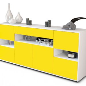 Sideboard Ginevra | Korpus Weiß | Front in Gelb | 180x79x35cm (BxHxT)