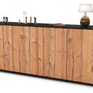Sideboard Elana | Korpus Anthrazit | Front in Pinie Holz Optik | 180x79x35cm (BxHxT)