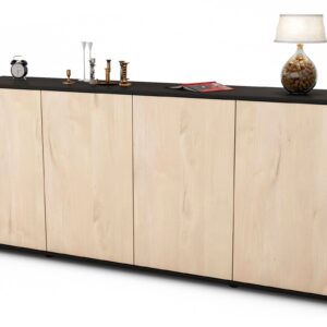 Sideboard Elana | Korpus Anthrazit | Front in Zeder Holz Optik | 180x79x35cm (BxHxT)