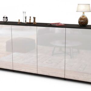 Sideboard Elana | Korpus Anthrazit | Front in Hochglanz Weiß | 180x79x35cm (BxHxT)