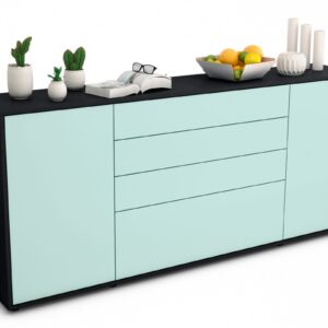 Sideboard Eleni | Korpus Anthrazit | Front in Mint | 180x79x35cm (BxHxT)