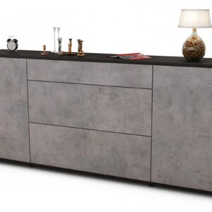 Sideboard Eleonora | Korpus Anthrazit | Front in Beton Optik | 180x79x35cm (BxHxT)