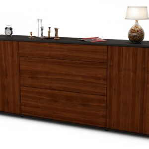 Sideboard Eleonora | Korpus Anthrazit | Front in Walnuss Holz Optik | 180x79x35cm (BxHxT)