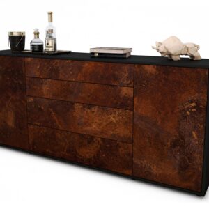 Sideboard Elettra | Korpus Anthrazit | Front in Rost Optik | 180x79x35cm (BxHxT)