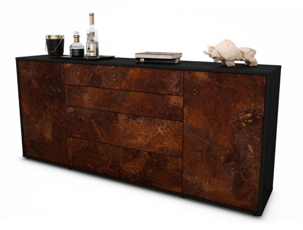 Sideboard Elettra | Korpus Anthrazit | Front in Rost Optik | 180x79x35cm (BxHxT)