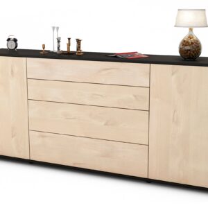Sideboard Elettra | Korpus Anthrazit | Front in Zeder Holz Optik | 180x79x35cm (BxHxT)