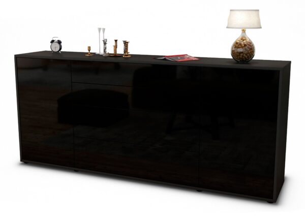Sideboard Elettra, Schwarz (180x79x35cm)