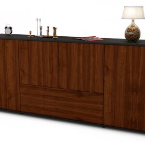 Sideboard Eli | Korpus Anthrazit | Front in Walnuss Holz Optik | 180x79x35cm (BxHxT)