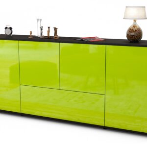 Sideboard Eli | Korpus Anthrazit | Front in Hochglanz Grün | 180x79x35cm (BxHxT)