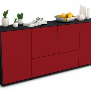 Sideboard Eli | Korpus Anthrazit | Front in Bordeaux | 180x79x35cm (BxHxT)