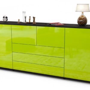 Sideboard Eliana | Korpus Anthrazit | Front in Hochglanz Grün | 180x79x35cm (BxHxT)