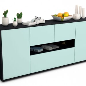 Sideboard Elisabetta | Korpus Anthrazit | Front in Mint | 180x79x35cm (BxHxT)
