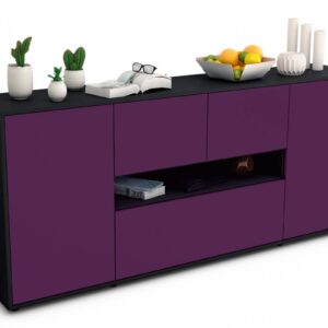 Sideboard Elisabetta | Korpus Anthrazit | Front in Lila | 180x79x35cm (BxHxT)
