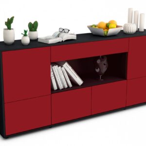 Sideboard Elsa | Korpus Anthrazit | Front in Bordeaux | 180x79x35cm (BxHxT)