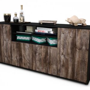 Sideboard Elsita | Korpus Anthrazit | Front in Treibholz Holz Optik | 180x79x35cm (BxHxT)
