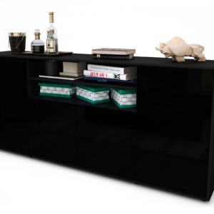 Sideboard Elsita, Schwarz (180x79x35cm)